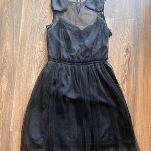 Rodarte Luxurious Target collab Black Sheer Lace-Trim Tulle Dress,